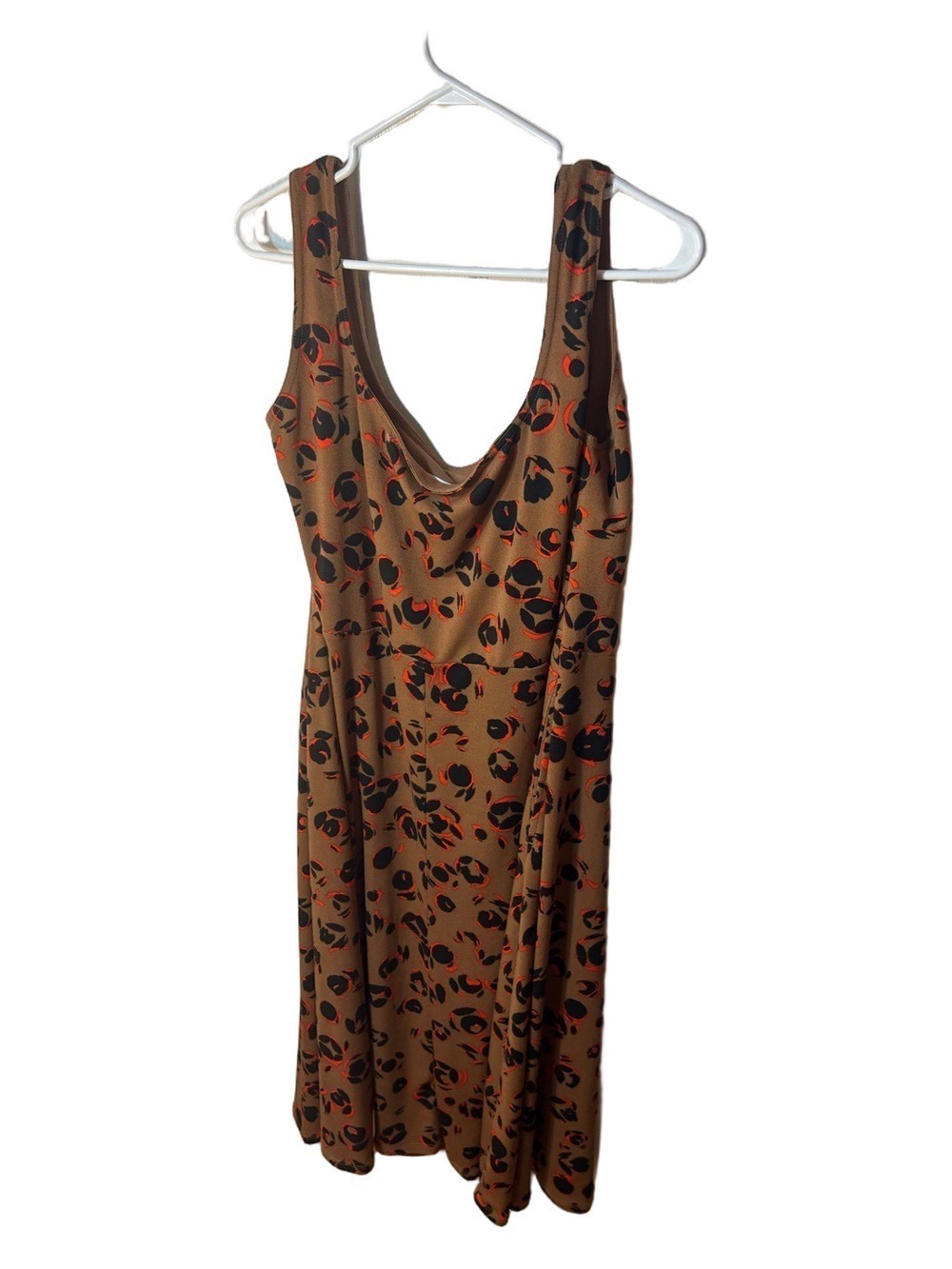 Addition Elle Brown Midi Dress with Black and Red Floral Print